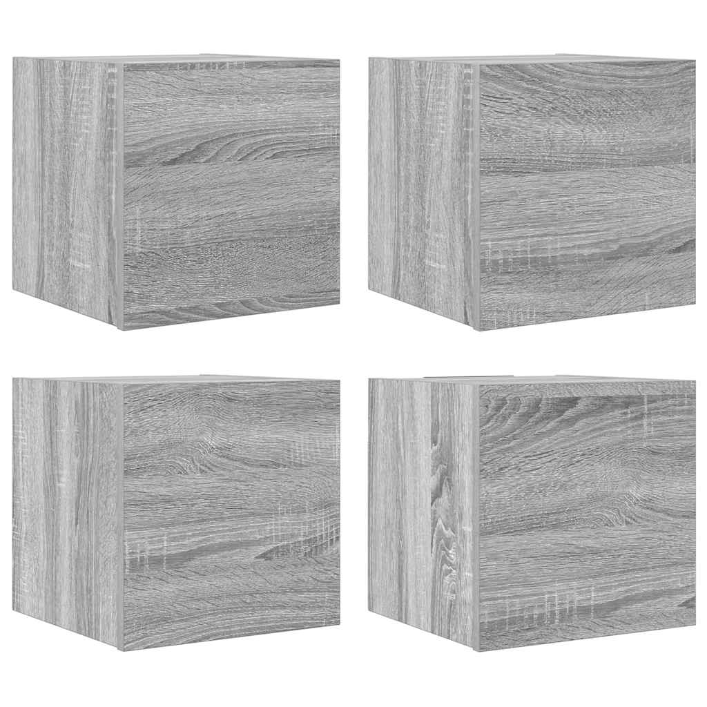 Armadietti TV Montati a Parete 4 pz Grigio Sonoma 30,5x30x30 cm