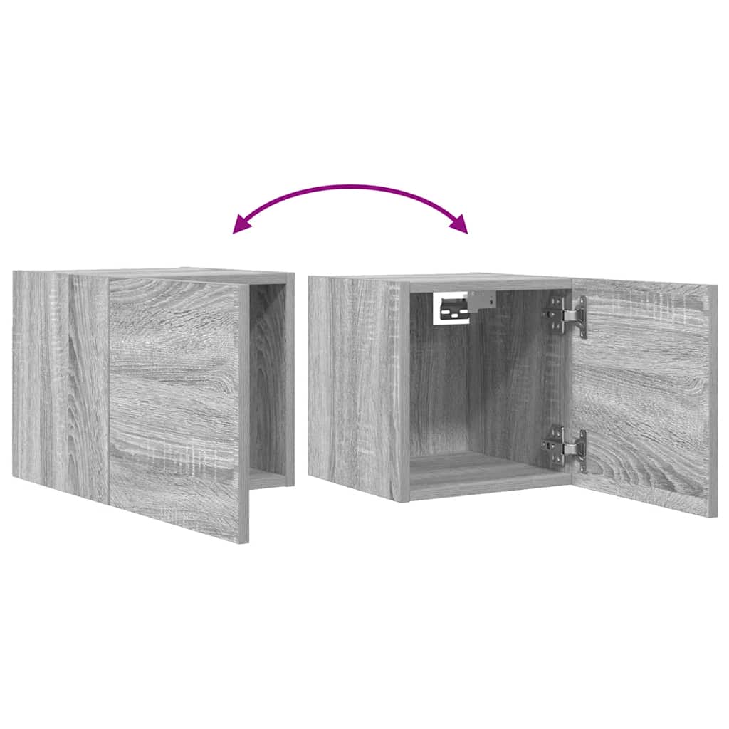 Armadietti TV Montati a Parete 4 pz Grigio Sonoma 30,5x30x30 cm