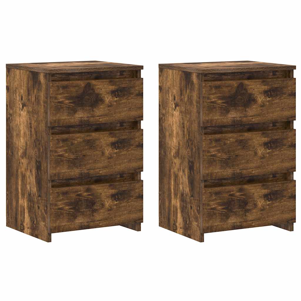 Comodini Rovere Fumo 2 pz 40x35x62,5 cm in Legno Multistrato