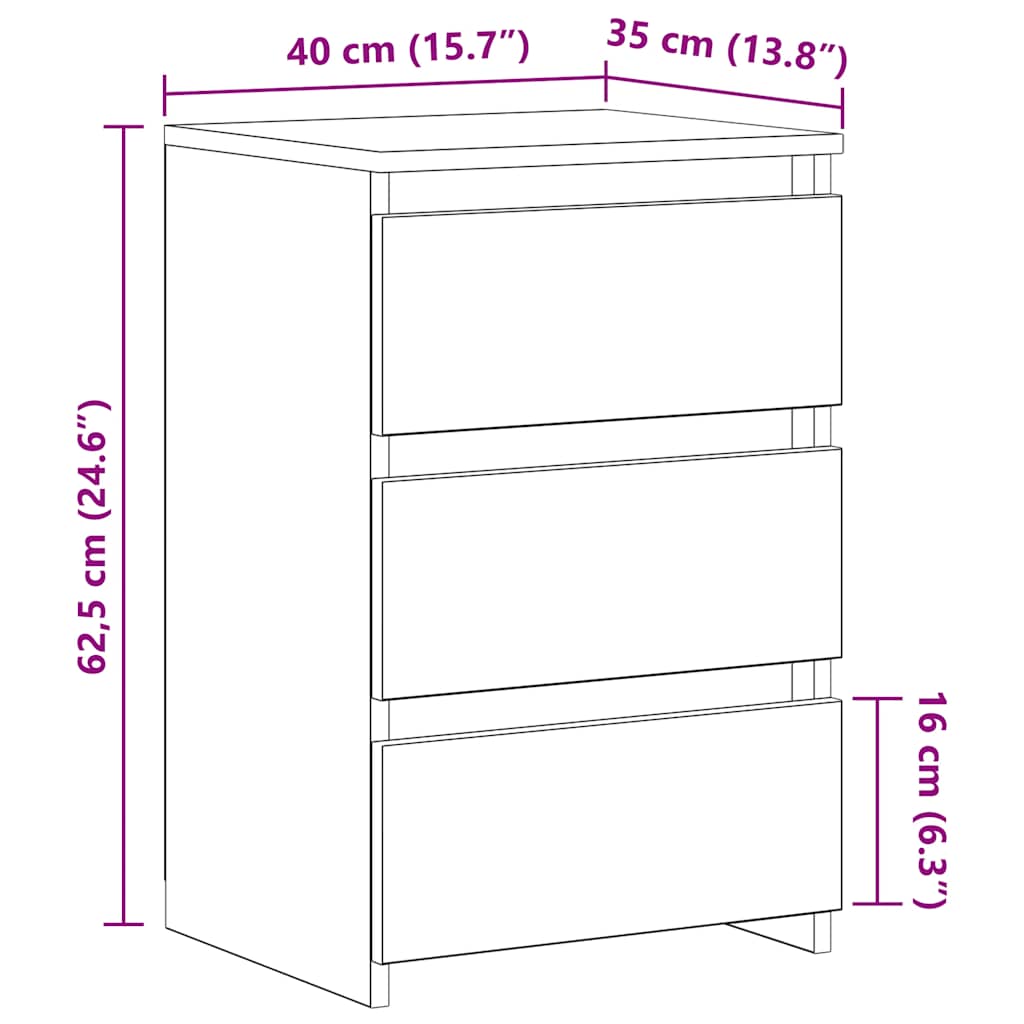 Comodini Grigio Sonoma 2 pz 40x35x62,5 cm in Legno Multistrato