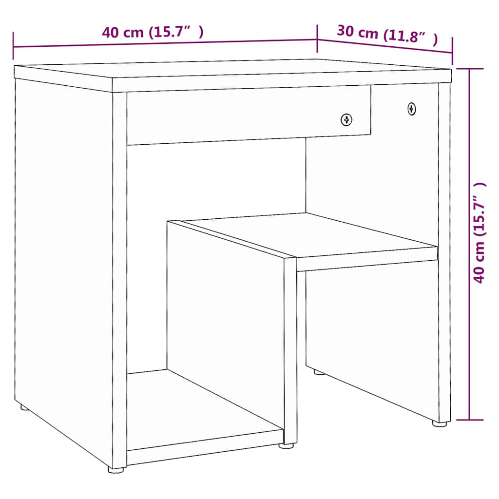 Comodini Rovere Fumo 2 pz 40x30x40 cm in Legno Multistrato