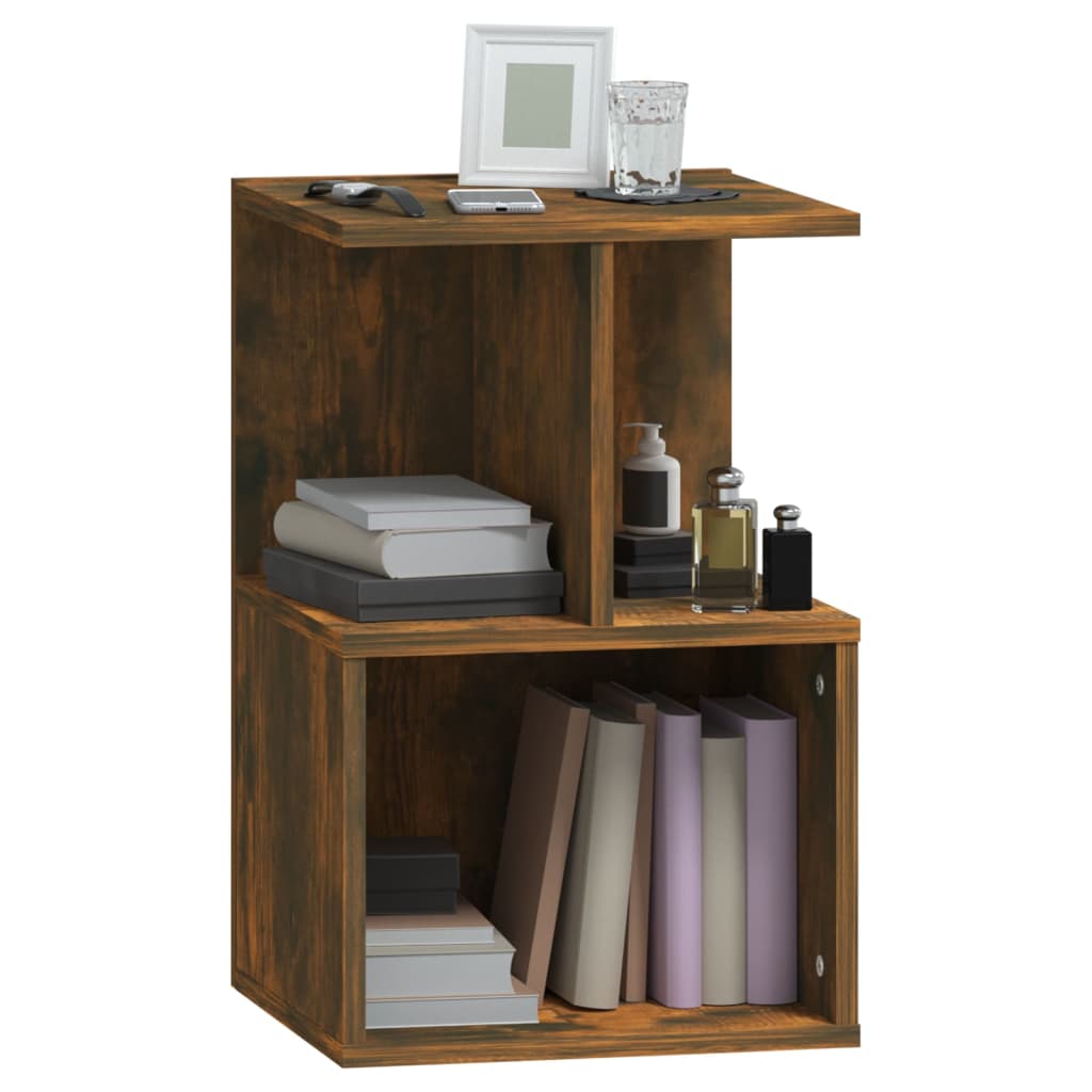 Comodino Rovere Fumo 35x35x55 cm in Legno Multistrato
