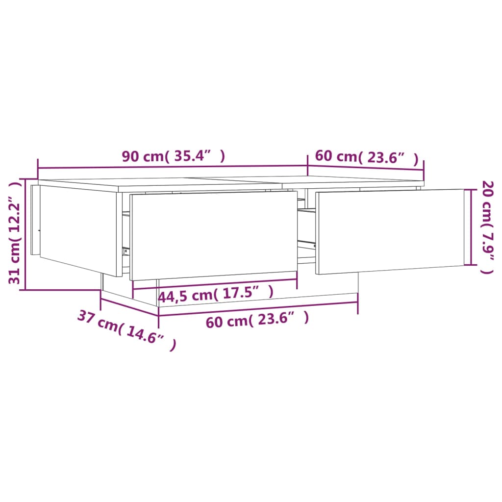 Tavolino da Salotto Rovere Fumo 90x60x31 cm Legno Multistrato