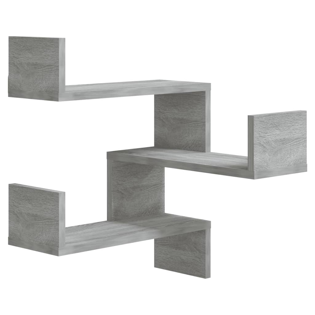 Scaffale Parete Angolo 2pz Grigio Sonoma 40x40x50cm Multistrato