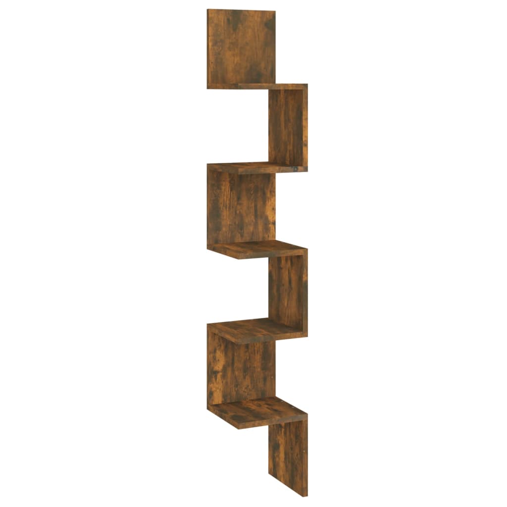 Mensola Muro Angolo Rovere Fumo 20x20x127,5cm Truciolato