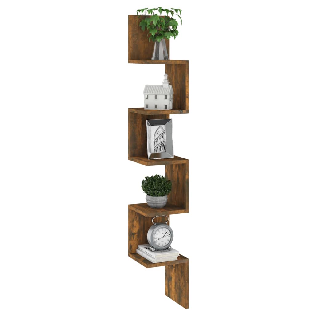 Mensola Muro Angolo Rovere Fumo 20x20x127,5cm Truciolato