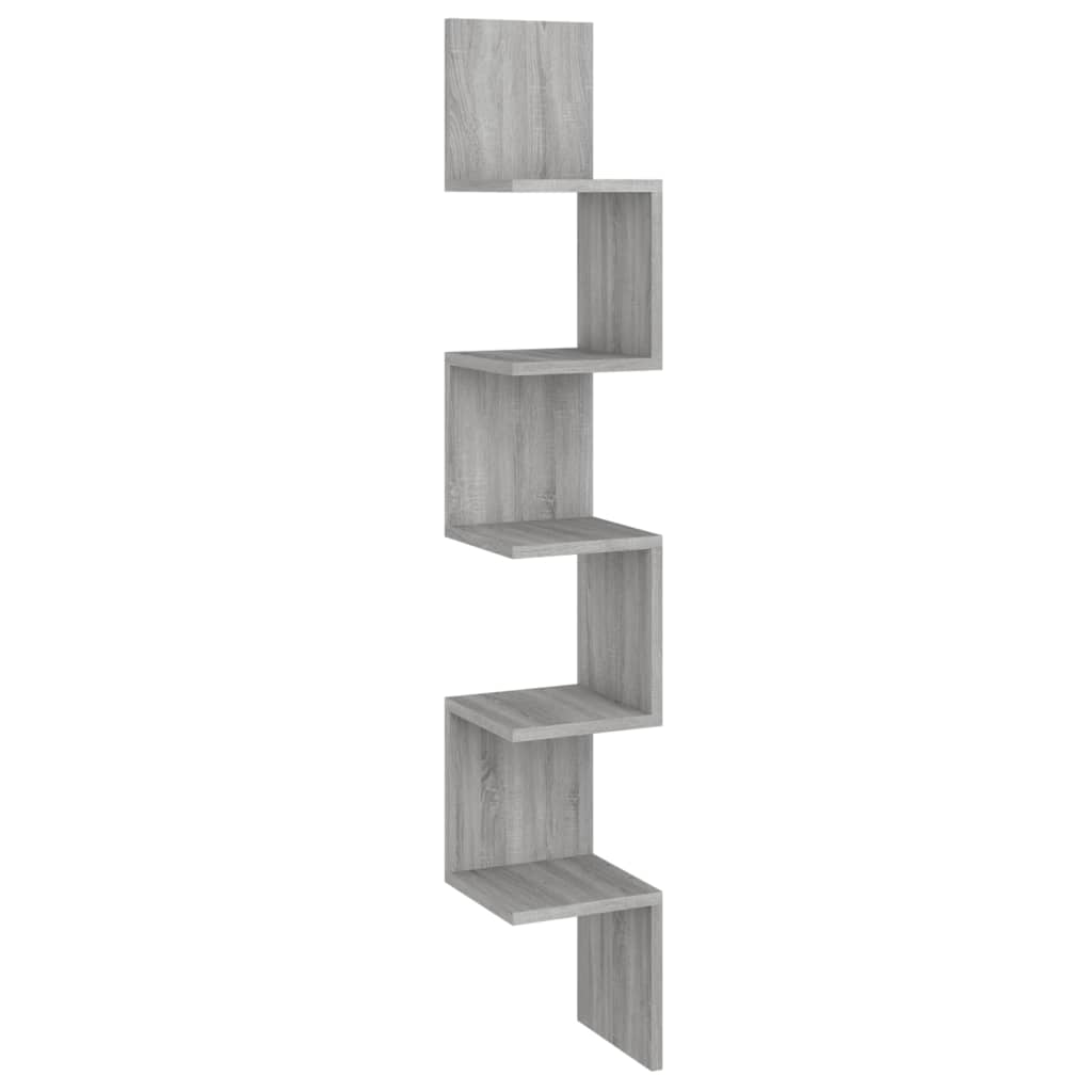Mensola Angolare Grigio Sonoma 20x20x127,5 cm Truciolato