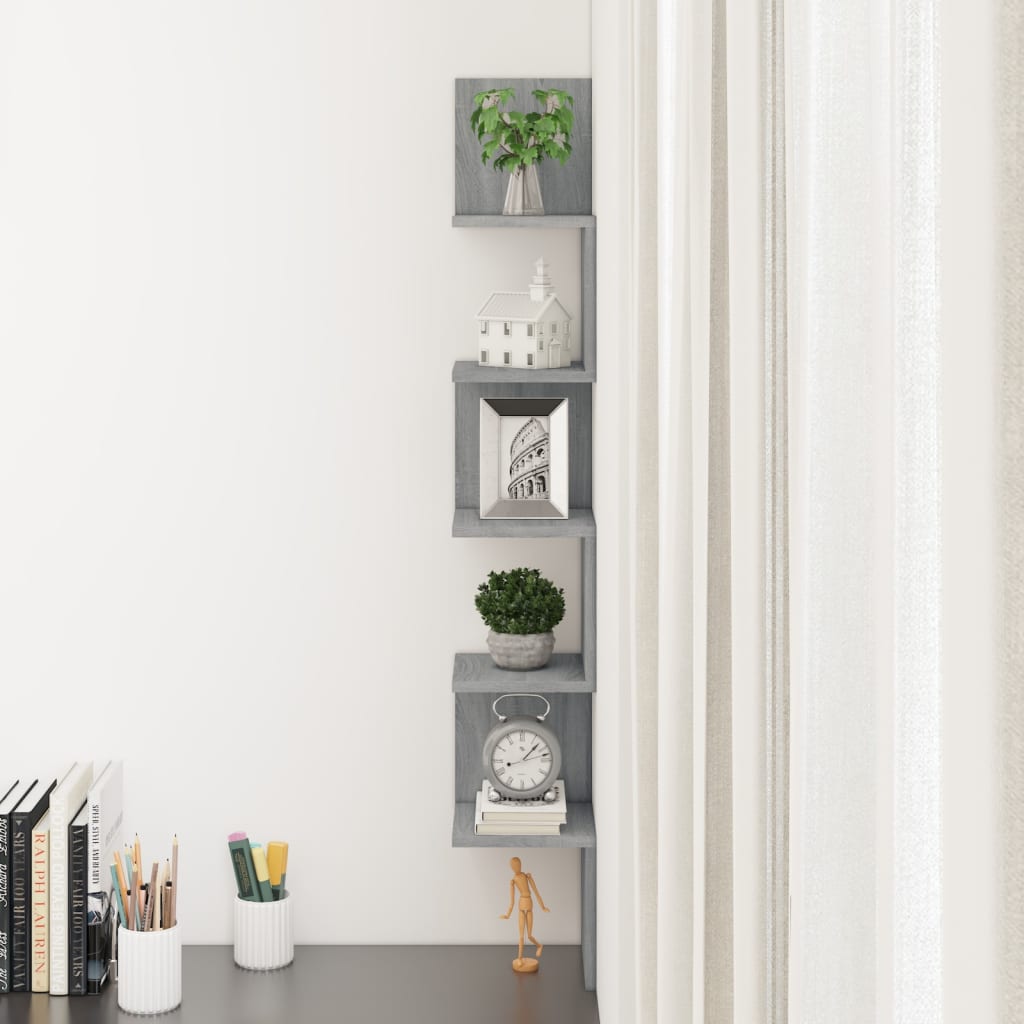 Mensola Angolare Grigio Sonoma 20x20x127,5 cm Truciolato