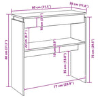 Tavolino Consolle Rovere Fumo 80x30x80 cm in Legno Multistrato