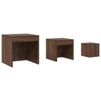 Tavolini Impilabili 3 pz Rovere Marrone in Legno Multistrato
