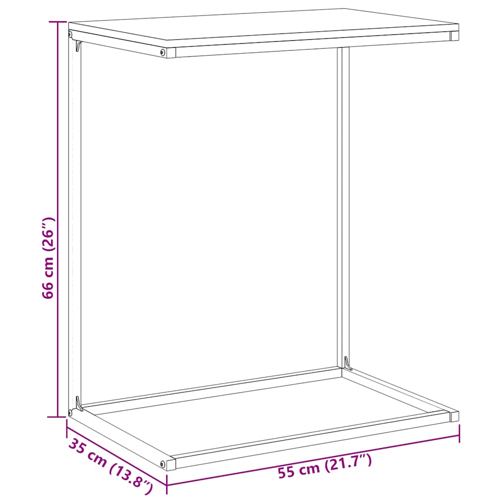 Tavolino da Salotto Bianco 55x35x66 cm in Legno Multistrato