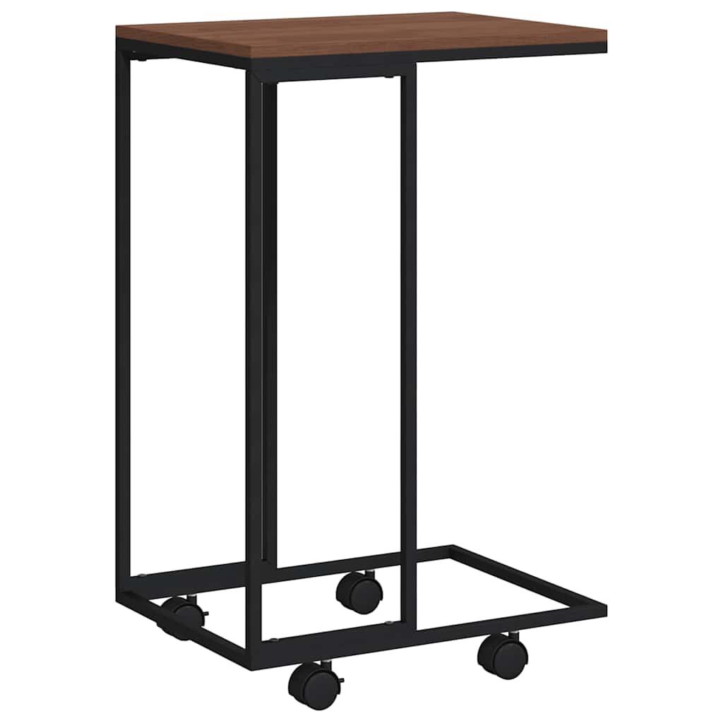 Tavolino con Ruote Nero 40x30x63,5cm in Legno Ingegnerizzato
