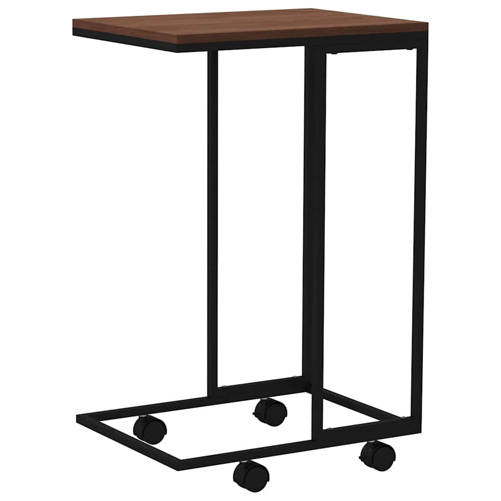Tavolino con Ruote Nero 40x30x63,5cm in Legno Ingegnerizzato