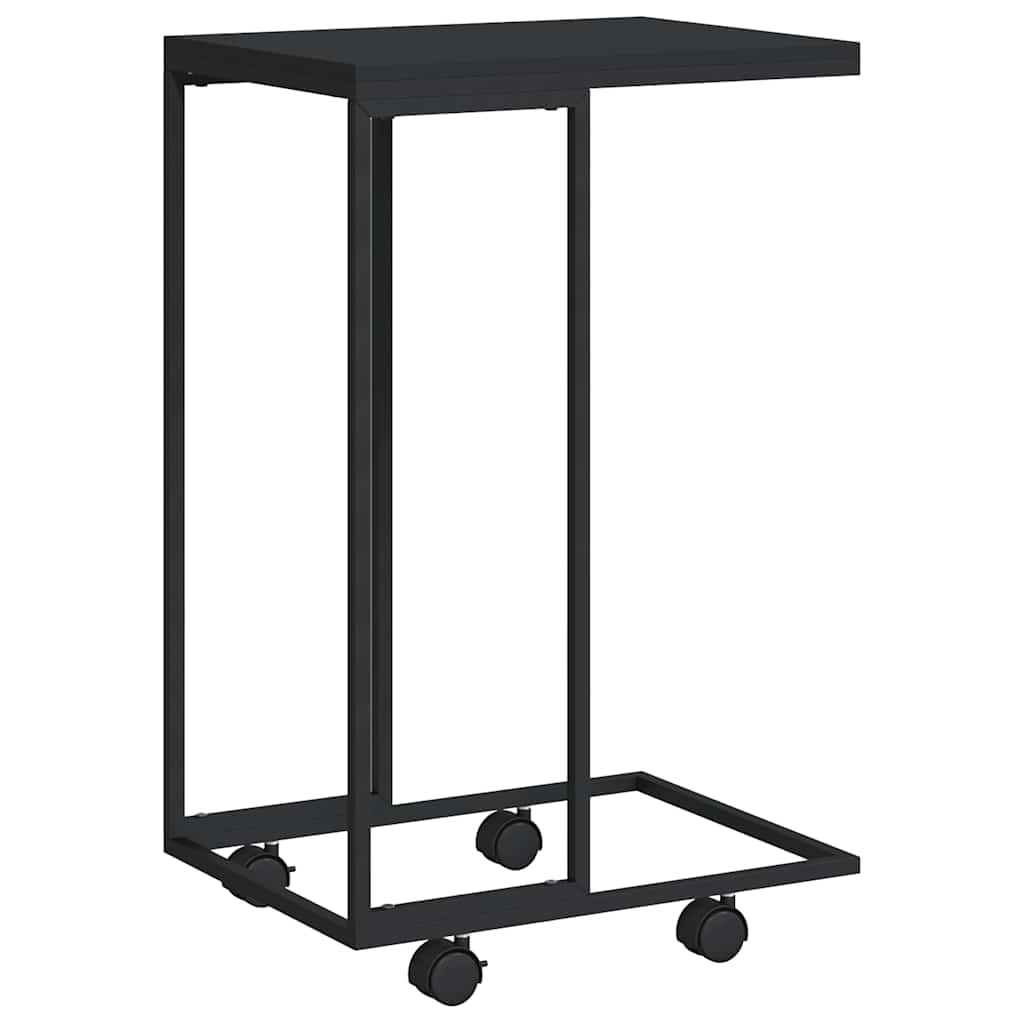 Tavolino con Ruote Nero 40x30x63,5cm in Legno Ingegnerizzato