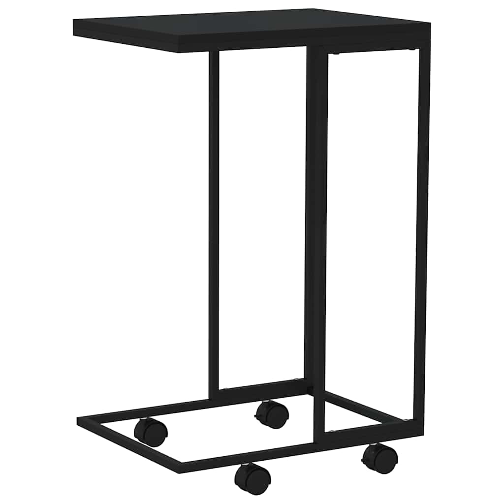Tavolino con Ruote Nero 40x30x63,5cm in Legno Ingegnerizzato