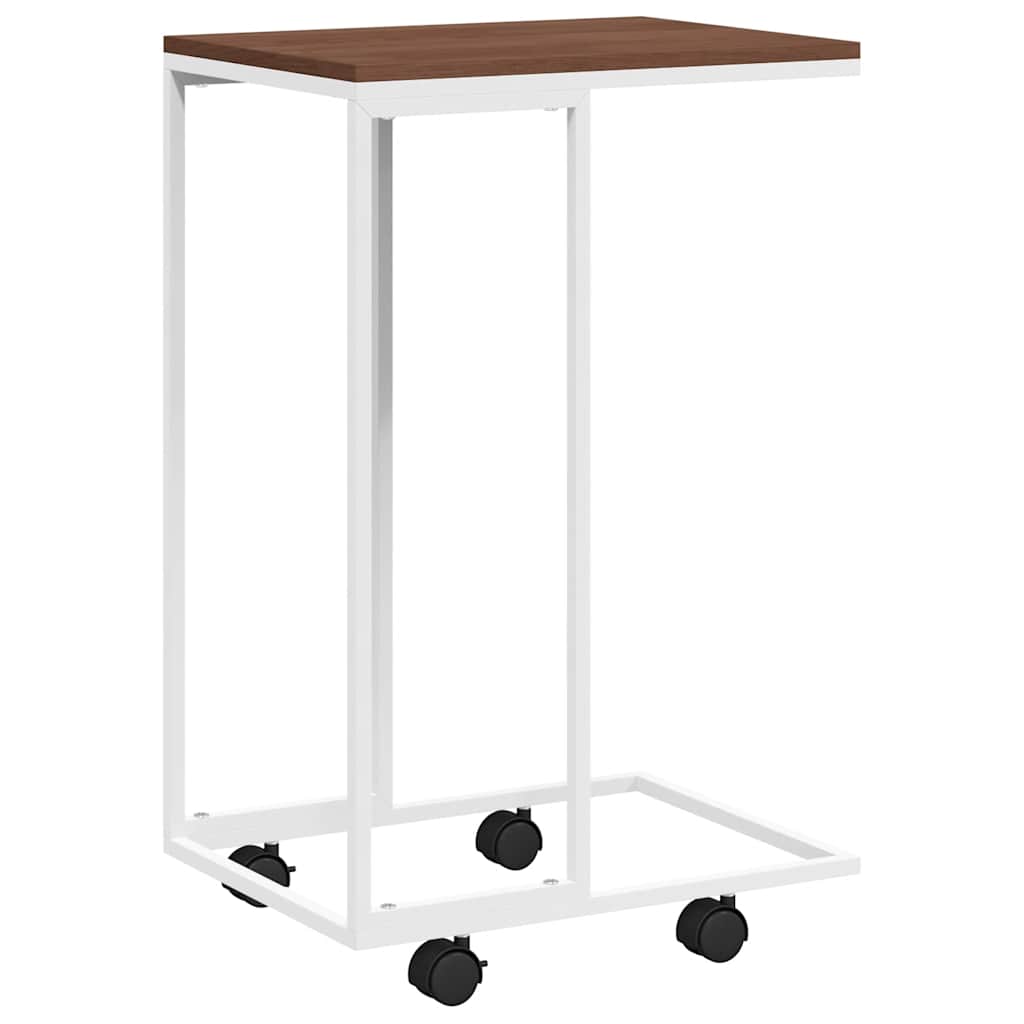 Tavolino con Ruote Bianco 40x30x63,5cm in Legno Multistrato