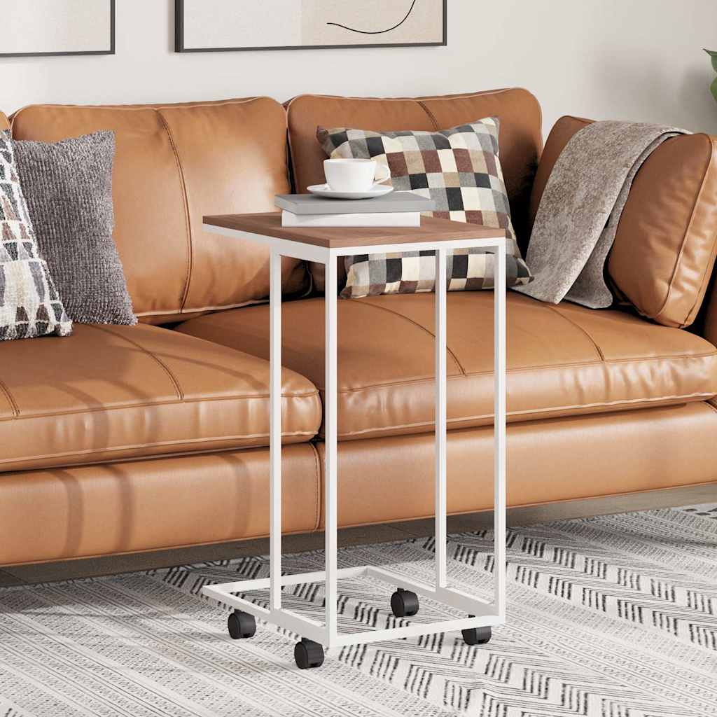 Tavolino con Ruote Bianco 40x30x63,5cm in Legno Multistrato