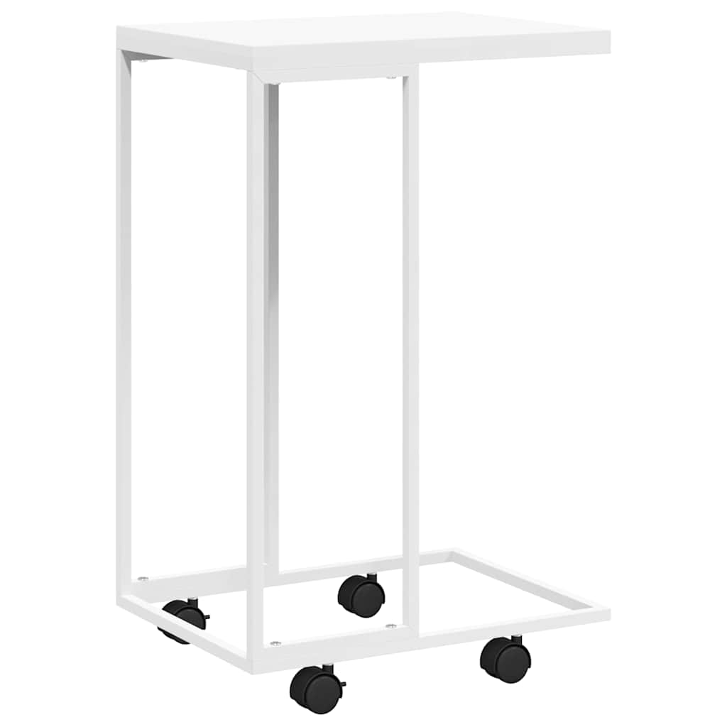 Tavolino con Ruote Bianco 40x30x63,5cm in Legno Multistrato