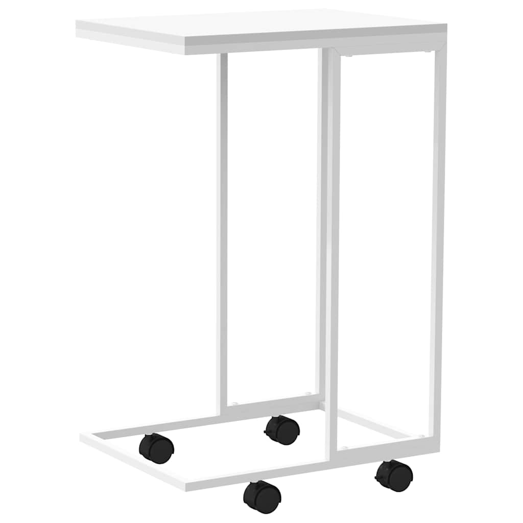 Tavolino con Ruote Bianco 40x30x63,5cm in Legno Multistrato