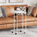 Tavolino con Ruote Bianco 40x30x63,5cm in Legno Multistrato