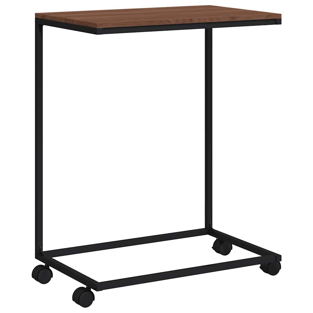 Tavolino con Ruote Nero 55x35x70 cm in Legno Multistrato
