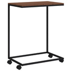 Tavolino con Ruote Nero 55x35x70 cm in Legno Multistrato