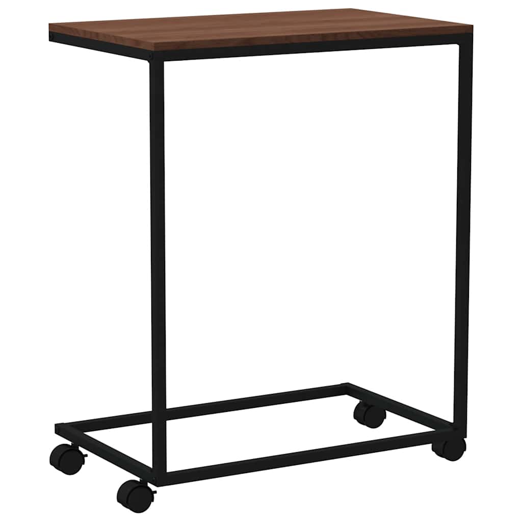 Tavolino con Ruote Nero 55x35x70 cm in Legno Multistrato