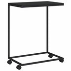 Tavolino con Ruote Nero 55x35x70 cm in Legno Multistrato