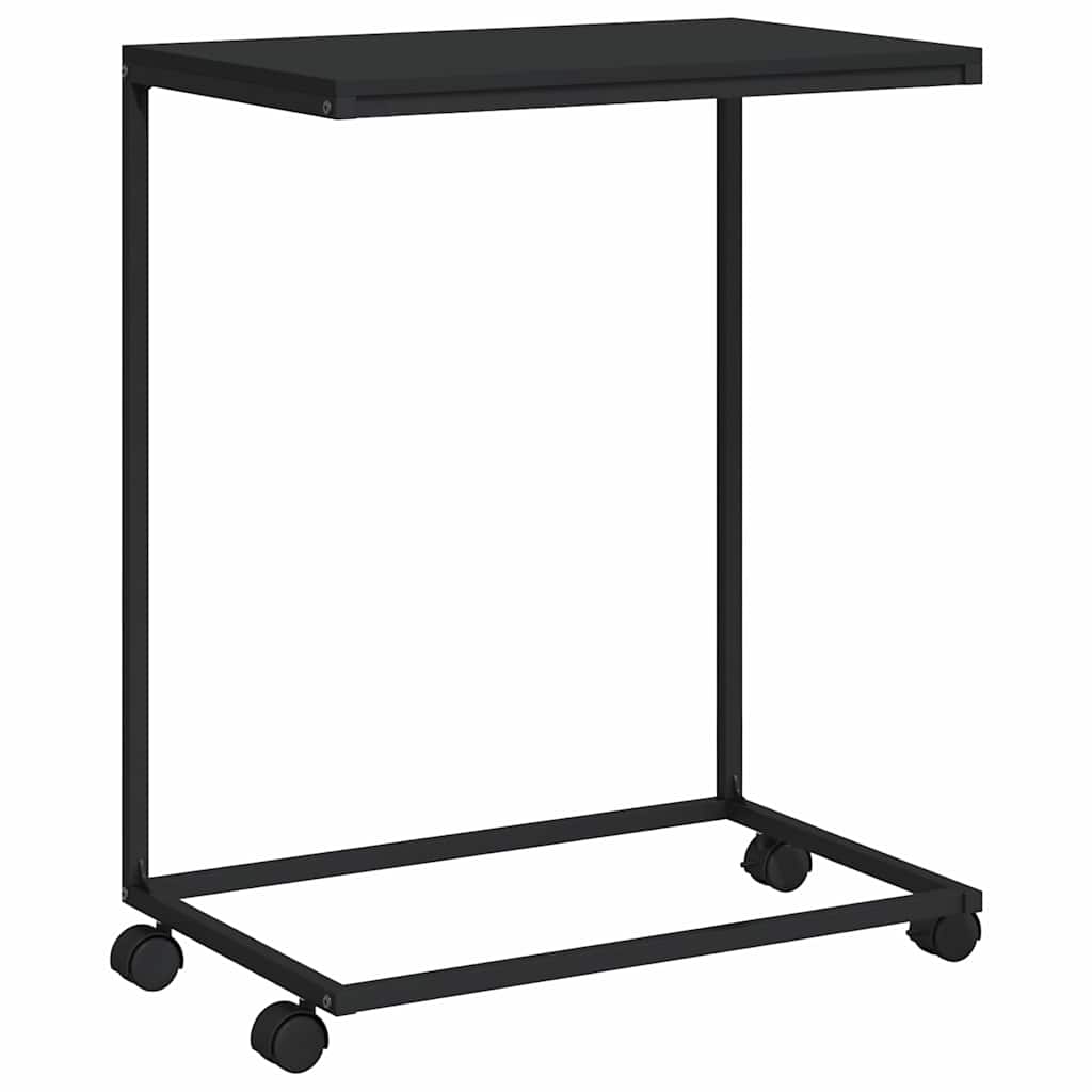 Tavolino con Ruote Nero 55x35x70 cm in Legno Multistrato