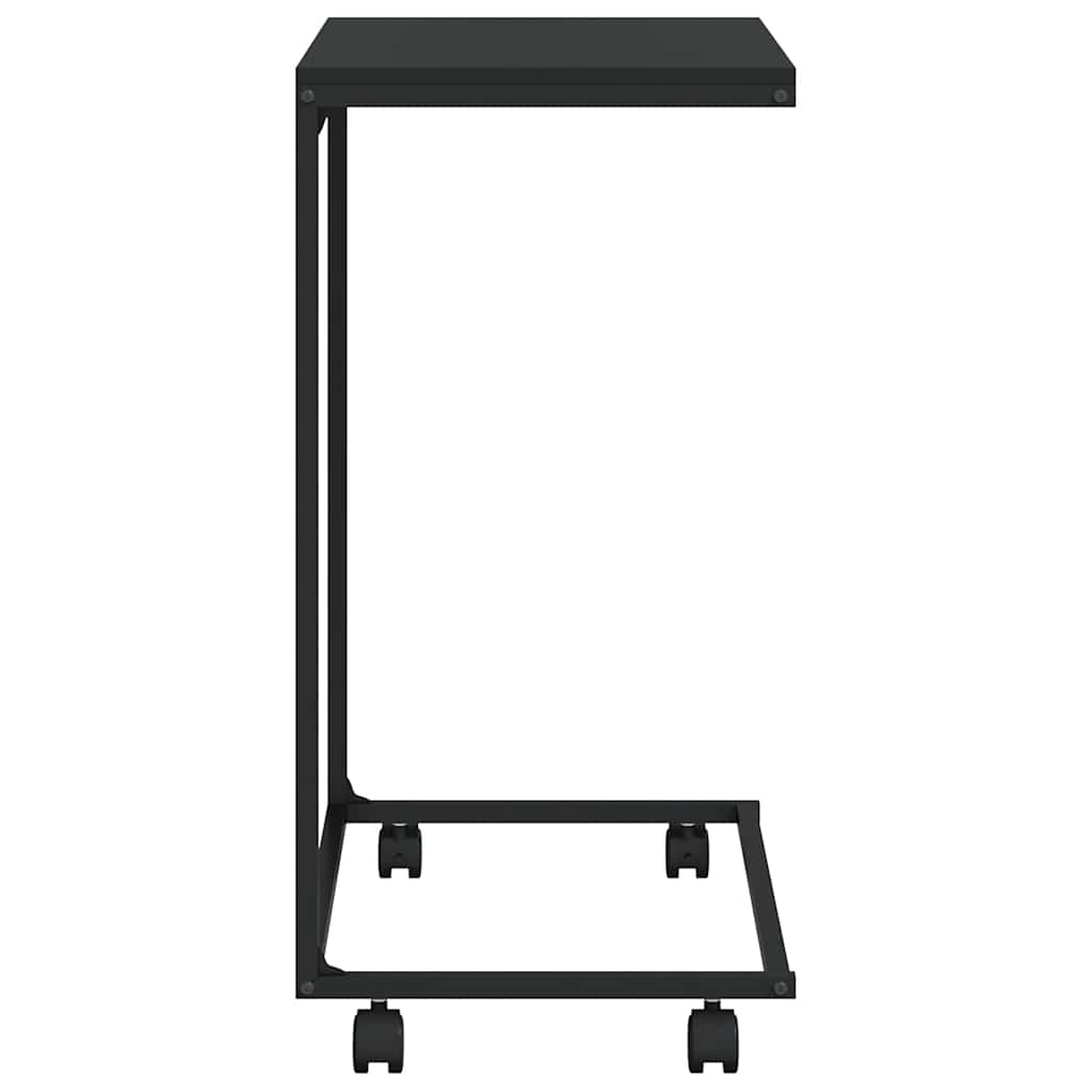 Tavolino con Ruote Nero 55x35x70 cm in Legno Multistrato