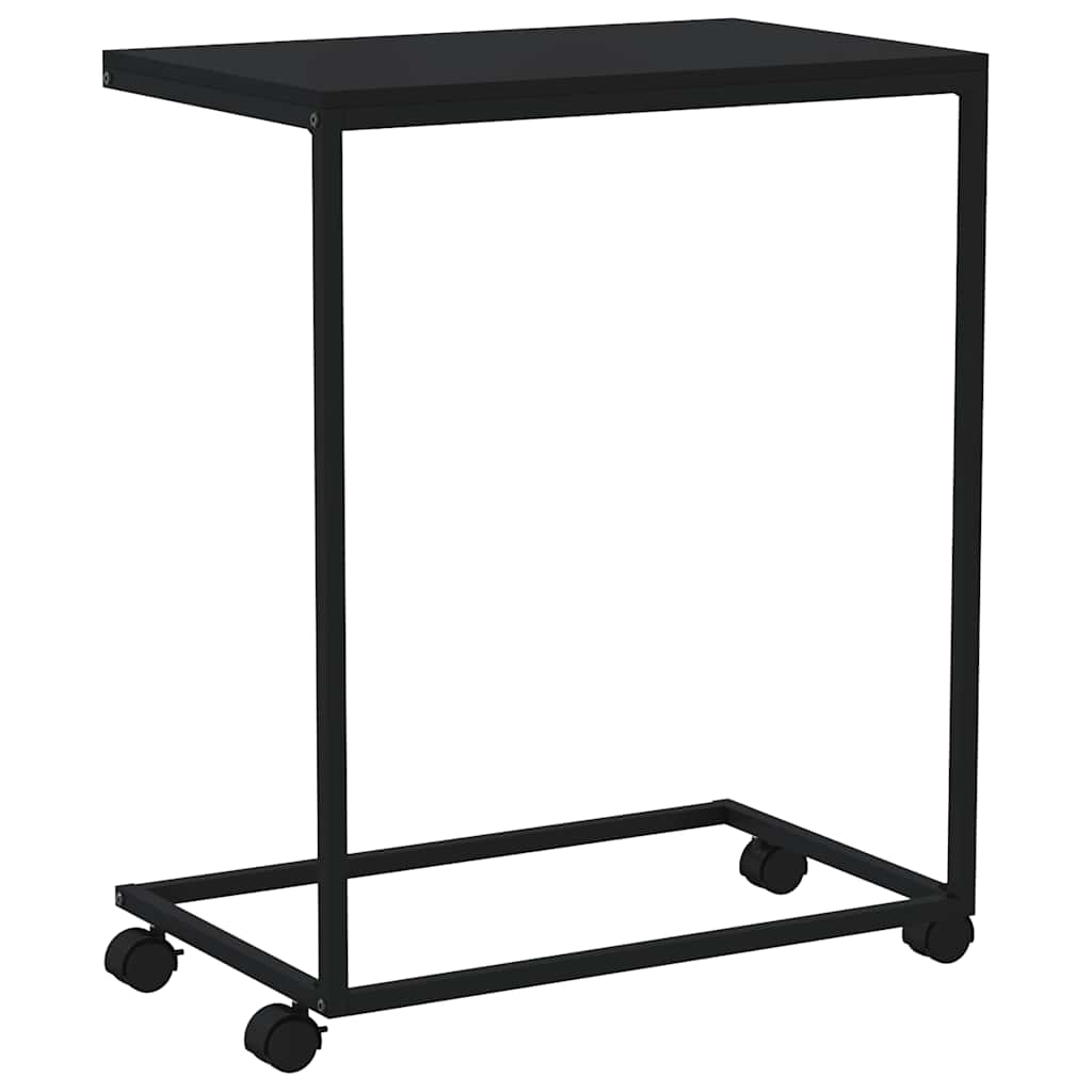 Tavolino con Ruote Nero 55x35x70 cm in Legno Multistrato
