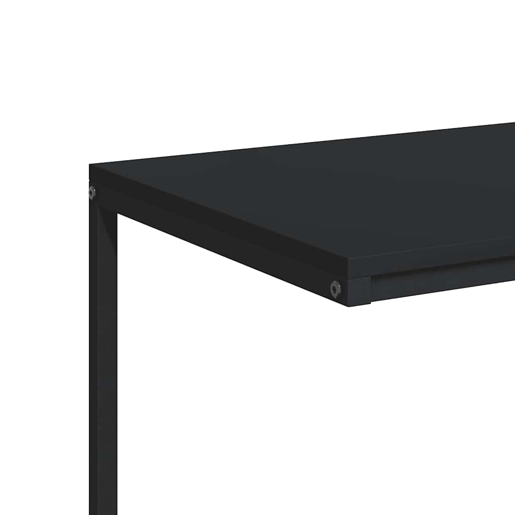 Tavolino con Ruote Nero 55x35x70 cm in Legno Multistrato