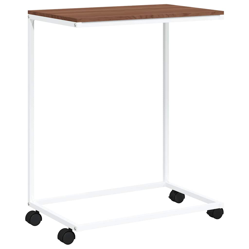 Tavolino con Ruote Bianco 55x35x70 cm in Legno Multistrato