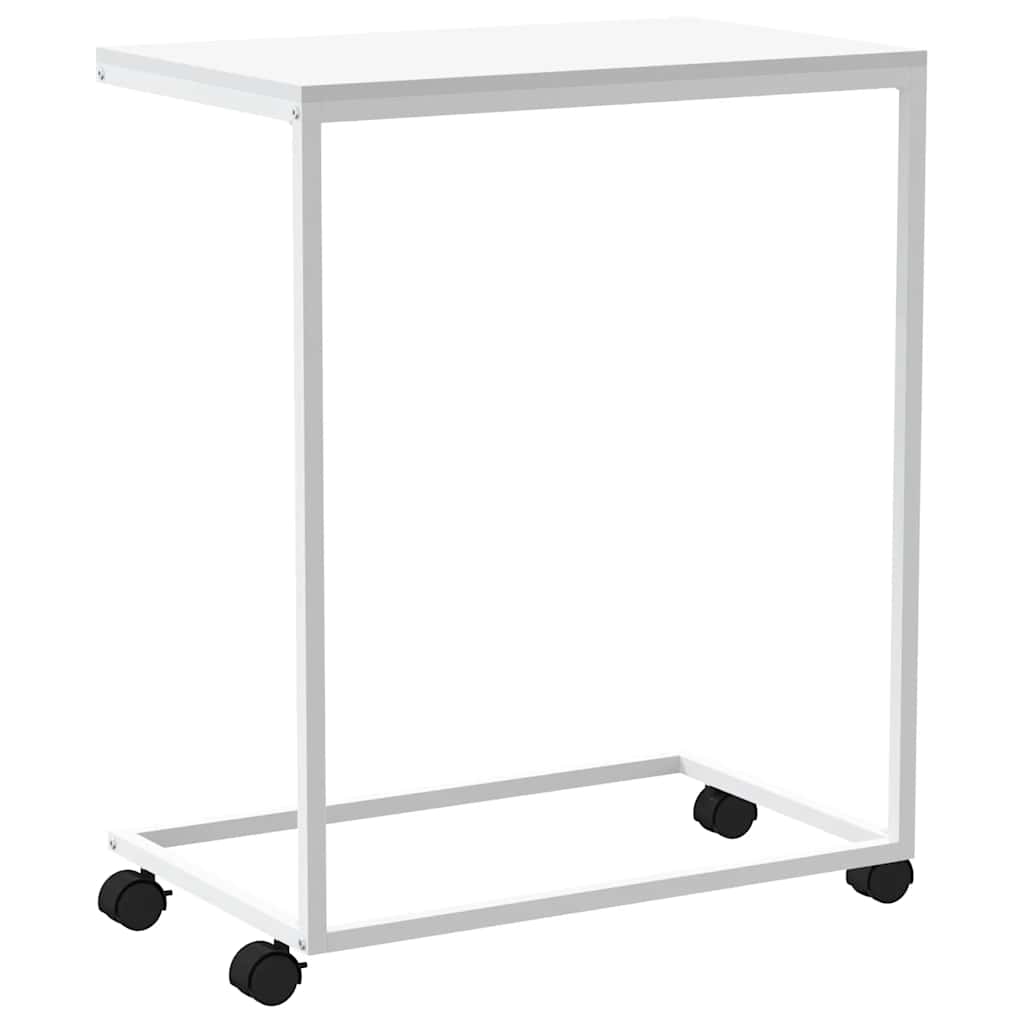 Tavolino con Ruote Bianco 55x35x70 cm in Legno Multistrato