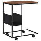 Tavolino con Ruote Nero 55x36x63,5 cm in Legno Multistrato
