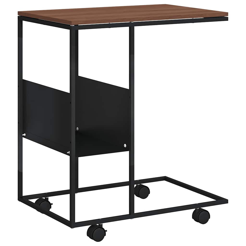 Tavolino con Ruote Nero 55x36x63,5 cm in Legno Multistrato