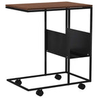 Tavolino con Ruote Nero 55x36x63,5 cm in Legno Multistrato