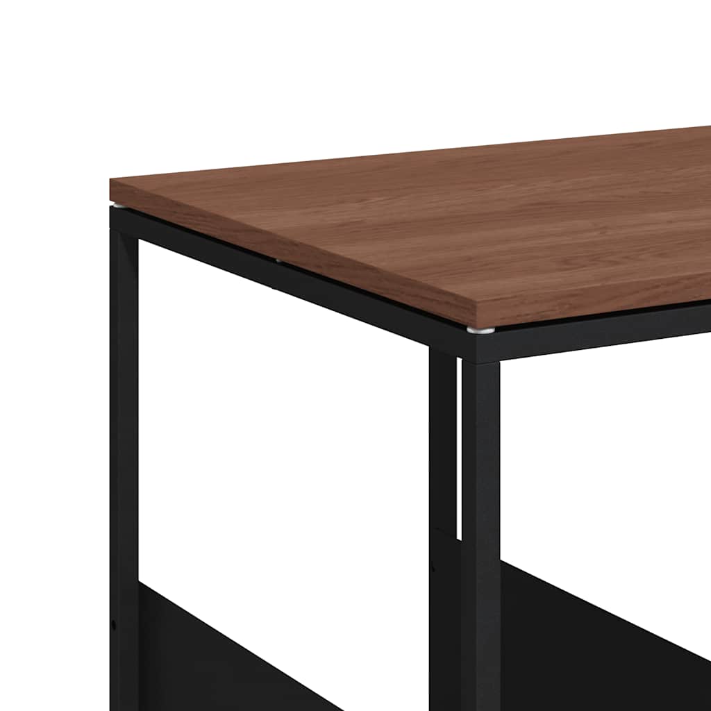 Tavolino con Ruote Nero 55x36x63,5 cm in Legno Multistrato