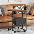 Tavolino con Ruote Nero 55x36x63,5 cm in Legno Multistrato