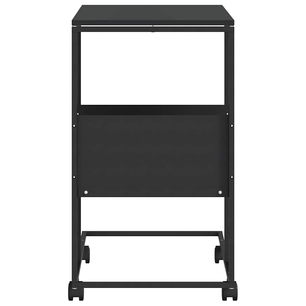 Tavolino con Ruote Nero 55x36x63,5 cm in Legno Multistrato