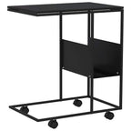 Tavolino con Ruote Nero 55x36x63,5 cm in Legno Multistrato