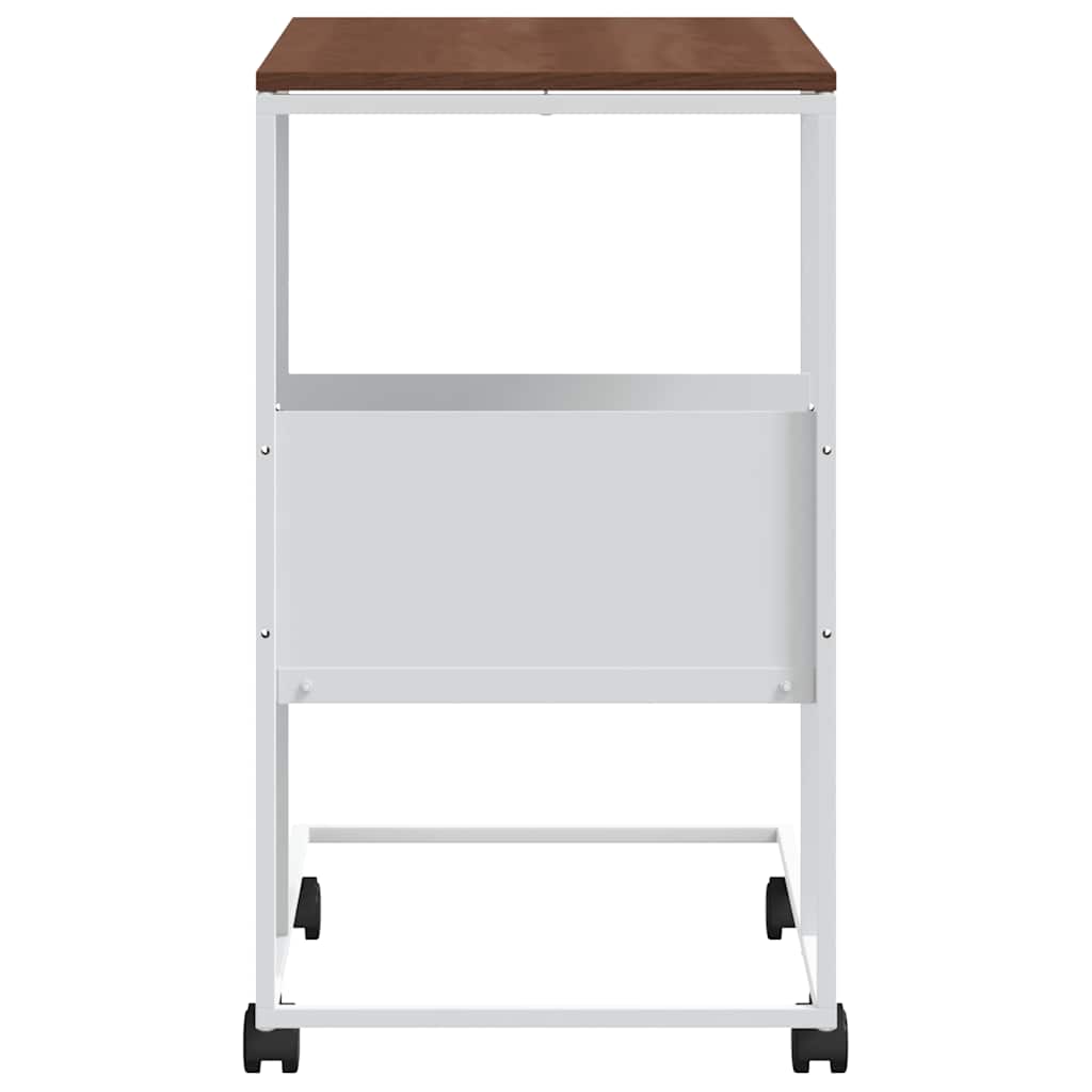Tavolino con Ruote Bianco 55x36x63,5cm in Legno Multistrato