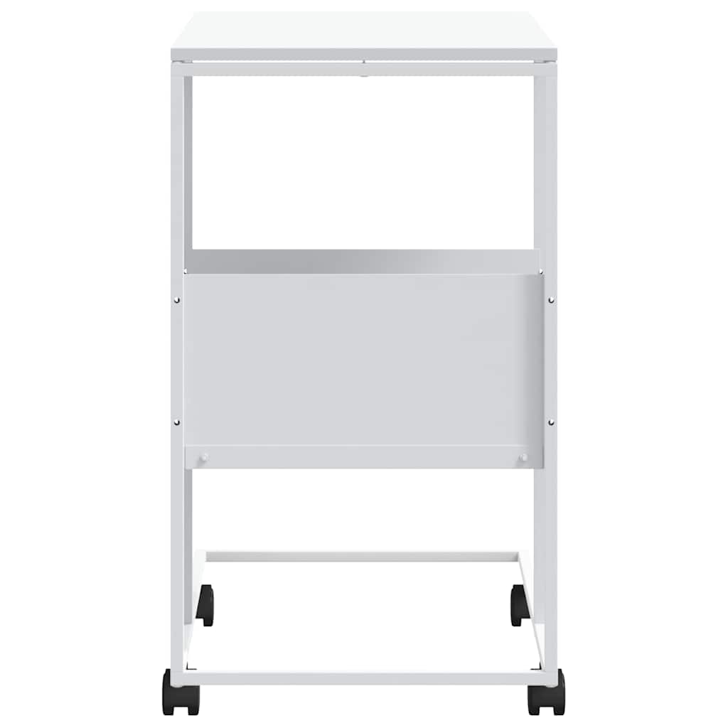 Tavolino con Ruote Bianco 55x36x63,5cm in Legno Multistrato