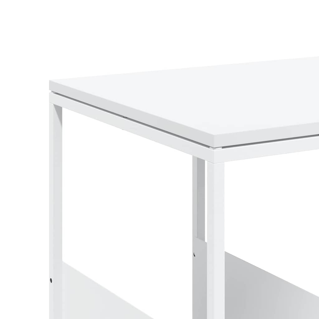 Tavolino con Ruote Bianco 55x36x63,5cm in Legno Multistrato
