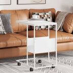 Tavolino con Ruote Bianco 55x36x63,5cm in Legno Multistrato
