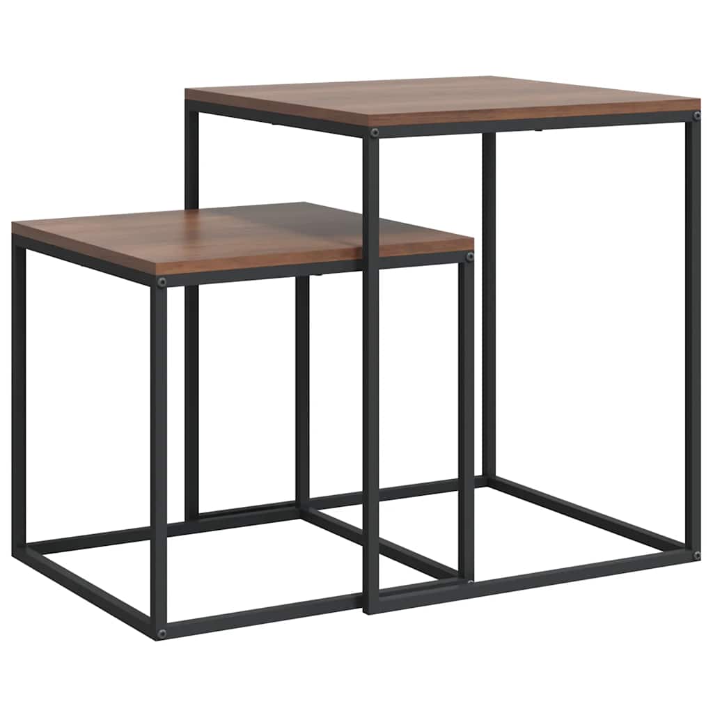 Set di Tavolini 2 pz in Legno Multistrato e Metallo