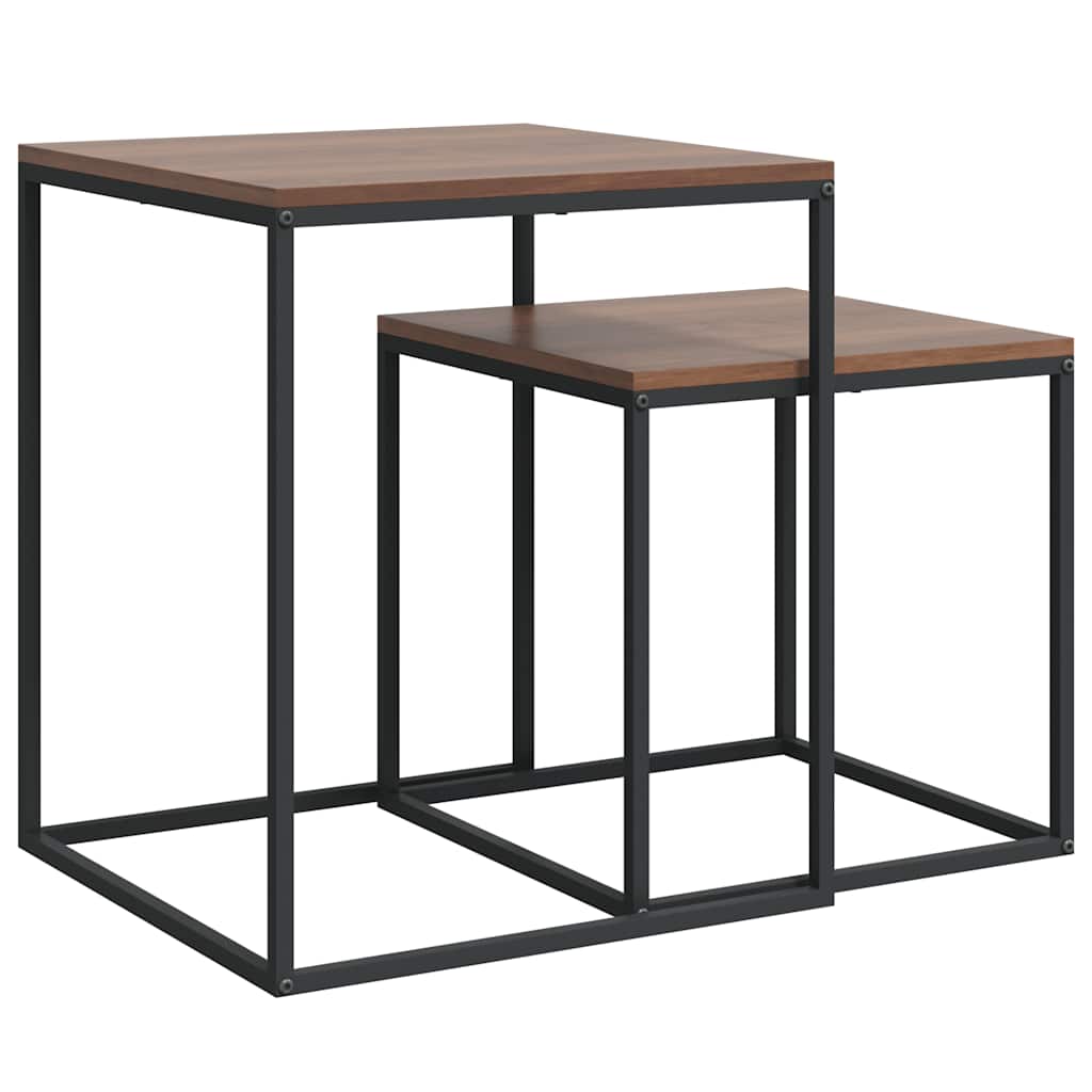 Set di Tavolini 2 pz in Legno Multistrato e Metallo