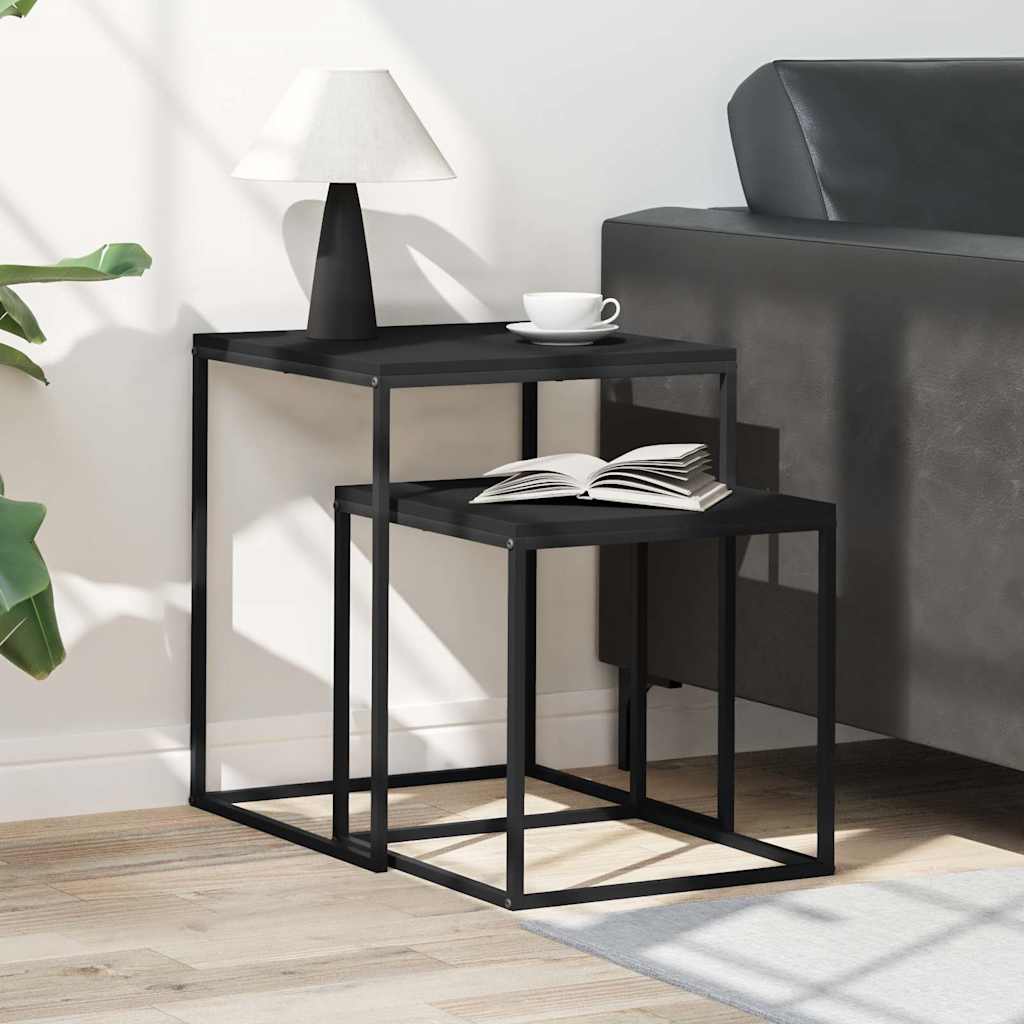 Set di Tavolini 2 pz in Legno Multistrato e Metallo