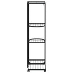 Fioriera a 4 Piani con Ruote 44x23x80 cm Ferro Nero