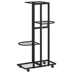 Fioriera a 4 Piani con Ruote 44x23x80 cm Ferro Nero